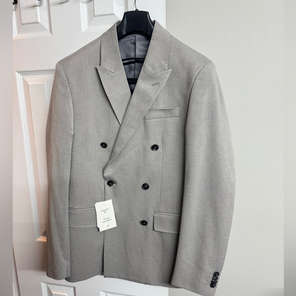 H&M Classic Gray Double-Breasted Blazer